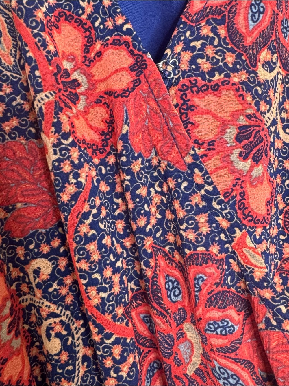 Free People Floral Handkerchief Hem V-neck Long Sheer Sleeve Mini Dress Large - Picture 4 of 9